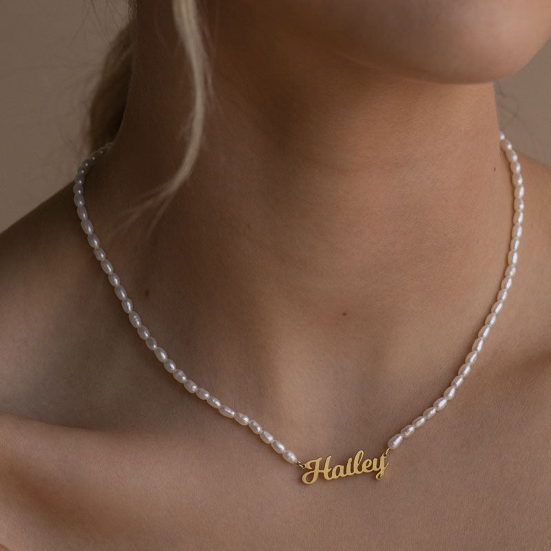 Customized Pearl Name Necklace