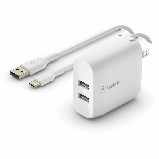 Belkin BoostCharge Dual USB-A Wall Charger 24W (USB-A to USB-C cable included) - Power Adapter - WCE001dq1MWH