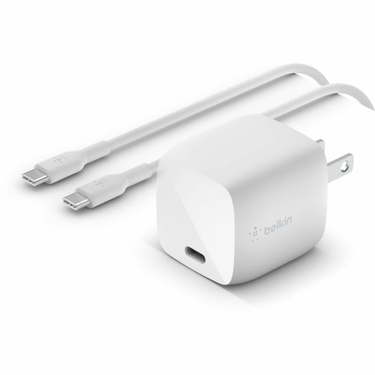 Belkin BoostCharge 30W USB-C GaN Wall Charger (USB-C Cable included) - Power Adapter - WCH001dq1MWH-B6