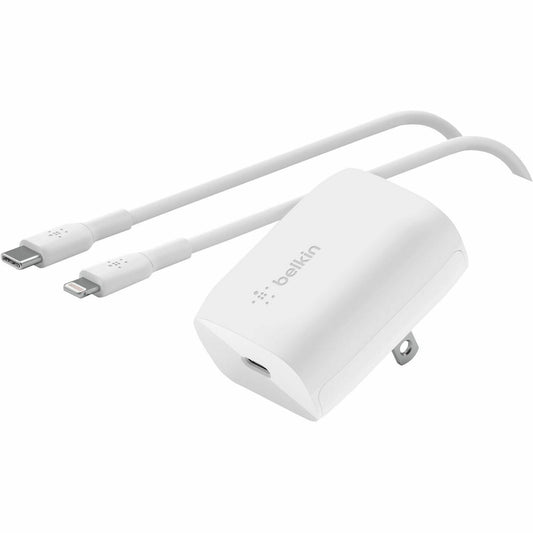 Belkin BoostCharge USB-C Wall Charger 20W (USB-C Cable with Lightning Connector included) - Power Adapter - WCA006DQ1MWH-B5