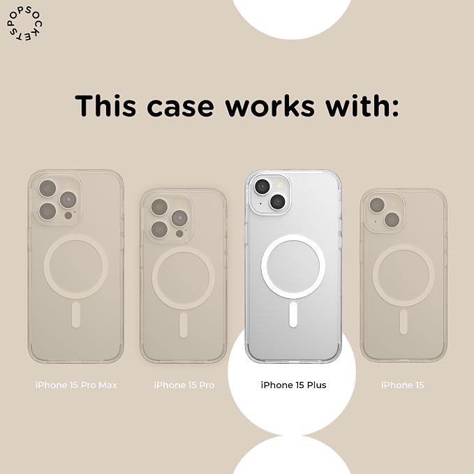 PopSockets iPhone 15 Plus Phone Case with MagSafe- Aura | Magnetic, Wireless Charging, Camera & Drop Protection, Purple, Aura, Electronic Accessories, For iPad/Kindle/iPhone/Android